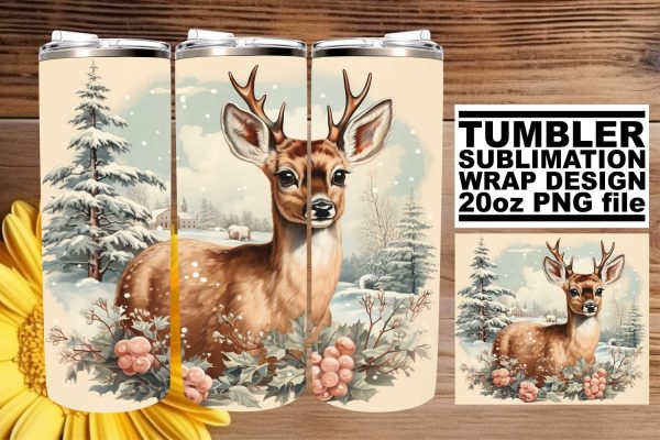 Watercolor Christmas Wrap - Retro Tumbler Sublimation 20oz PNG Sale