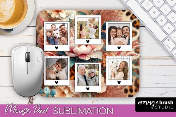 Flowers Photo Frame Mouse Pad Sublimation, Add Your Picture For Sale