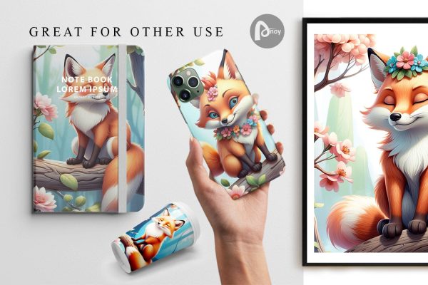 Digital Paper Fox on Branch on Sale - Image 3