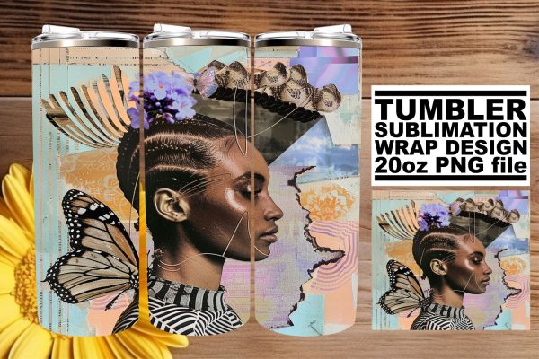 Black Woman 20oz Abstract Artistic Tumbler Wrap Art Online Hot Sale