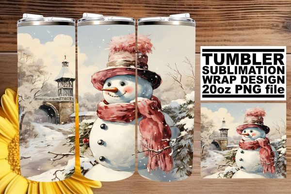 Christmas Tumbler Wrap Sublimation - Watercolor Retro Pattern Cheap