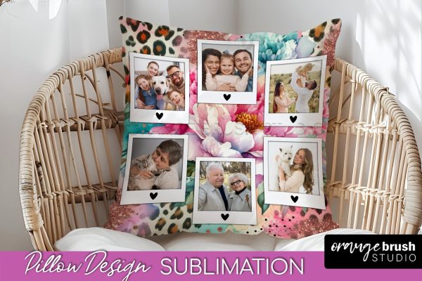 Flowers Photo Frame Pillow Sublimation - Add Your Picture For Cheap