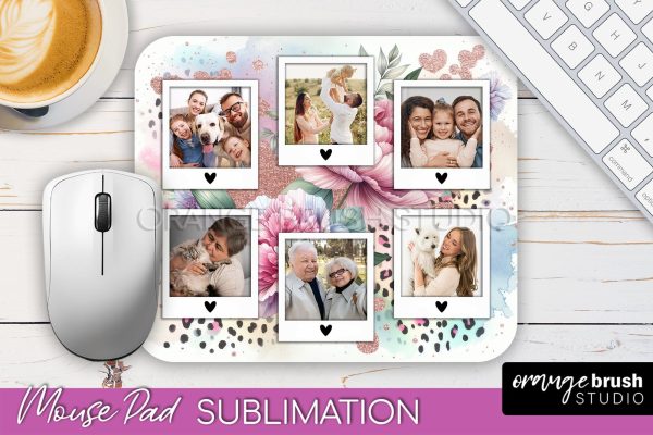 Flowers Photo Frame Mouse Pad Sublimation, Add Your Picture Discount