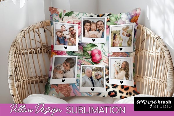 Flowers Photo Frame Pillow Sublimation - Add Your Picture Sale