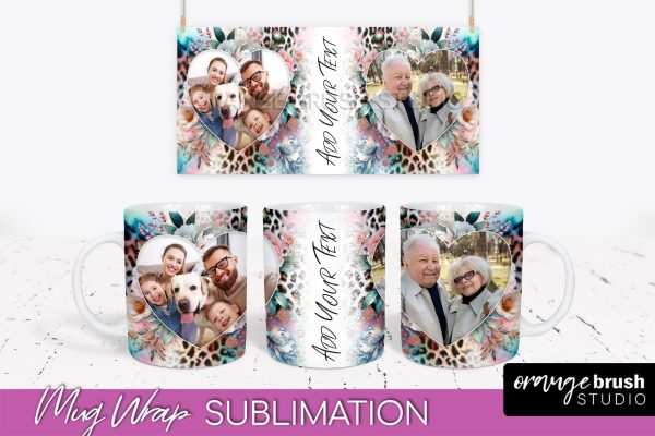 Flowers Photo Frame Mug Wrap - Add Picture Mug Sublimation Online