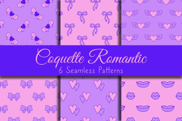 Coquette Romantic Seamless Patterns JPG EPS Cheap