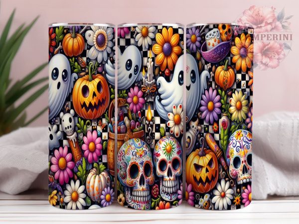 Retro Halloween 20oz Tumbler Wrap PNG, Spooky Season Tumbler PNG Sublimation Design, Straight & Tapered Tumbler Wrap, Instant Digital Download Cheap