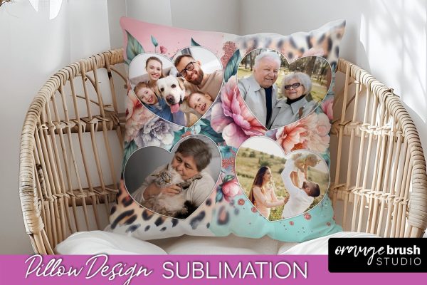Flowers Photo Frame Pillow Sublimation - Add Your Picture For Discount
