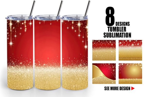 Tumbler Wrap Red and Gold Glitter For Cheap