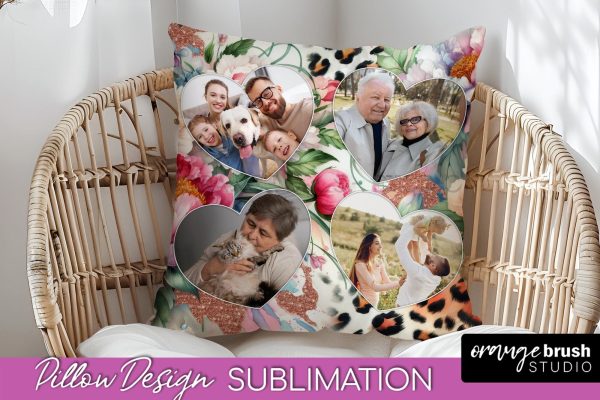 Flowers Photo Frame Pillow Sublimation - Add Your Picture Sale