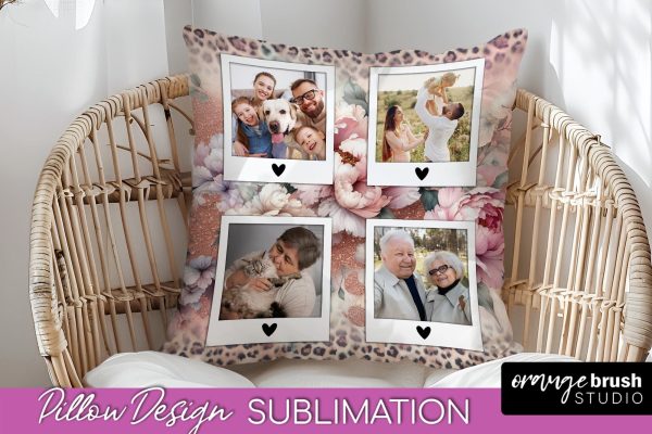 Flowers Photo Frame Pillow Sublimation - Add Your Picture Fashion