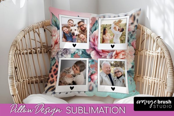 Flowers Photo Frame Pillow Sublimation - Add Your Picture Fashion