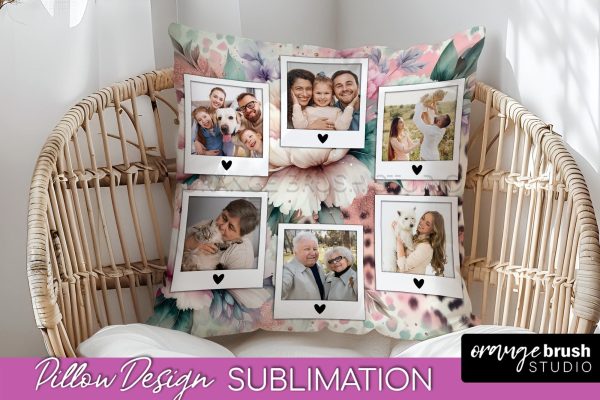 Flowers Photo Frame Pillow Sublimation - Add Your Picture For Cheap