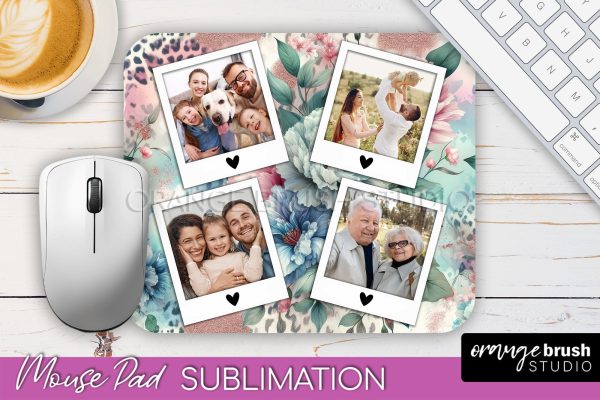 Flowers Photo Frame Mouse Pad Sublimation, Add Your Picture Fashion