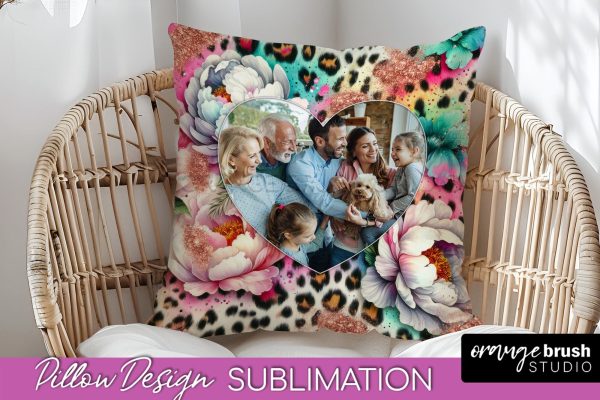 Flowers Photo Frame Pillow Sublimation - Add Your Picture Online now