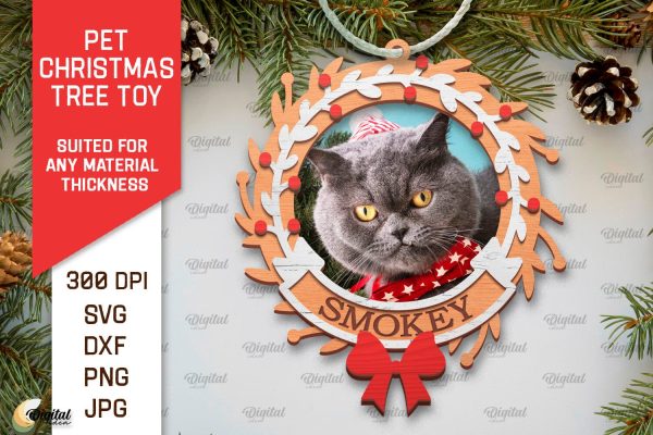 Pet Christmas Ornament Laser Cut. Pet Tree Toy SVG Design on Sale