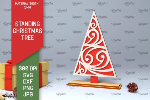 Standing Christmas Tree Laser Cut. Christmas Decor SVG For Sale