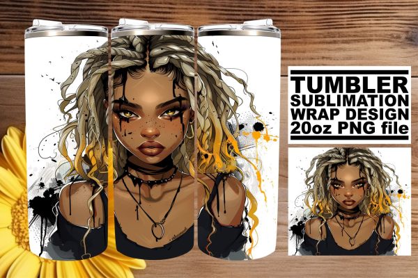Halloween Watercolor Afro Woman Tumbler 20oz Sublimation on Sale