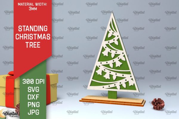 Standing Christmas Tree Laser Cut. Christmas Decor SVG For Sale