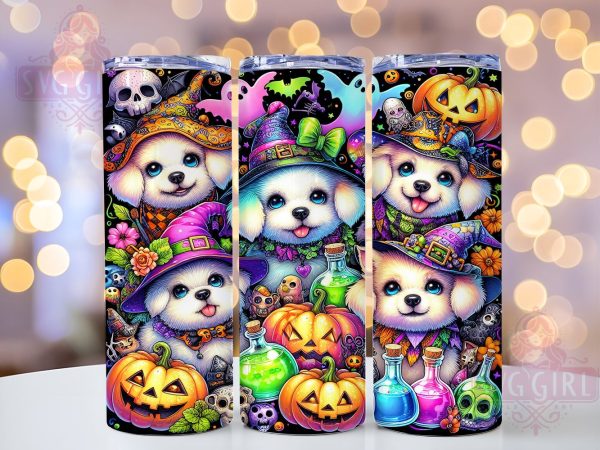 Halloween Dogs 20oz Tumbler Wrap Sublimation Design, Straight Tapered Tumbler Wrap, Dog Lover Tumbler Png, Instant Digital Download Online Sale