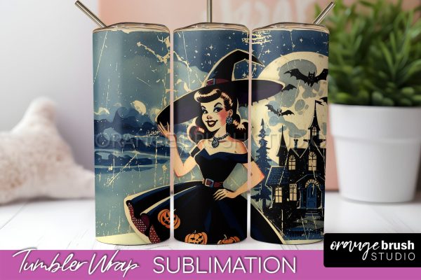 Retro Witch Tumbler Wrap - Halloween Tumbler Sublimation Online Sale