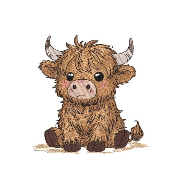 Baby Highland Cow Embroidery Design, Farm Animal Embroidery File, 3 Sizes, Instant Download Cheap