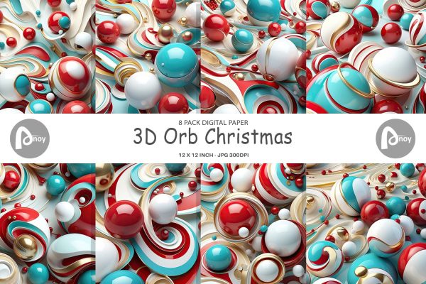 Digital Paper 3D Orb Christmas on Sale