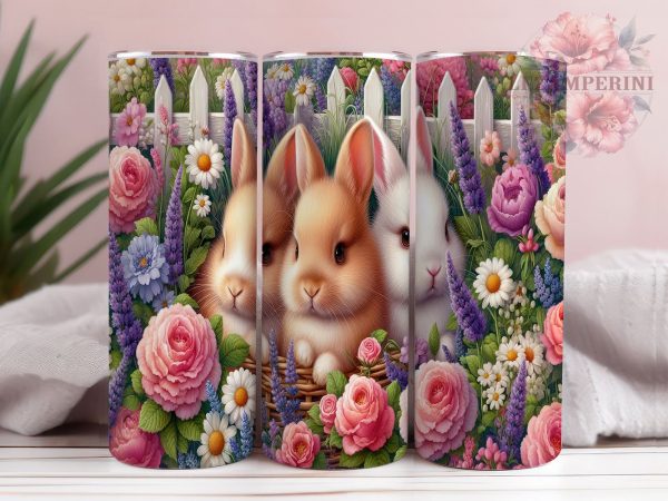Bunnies 20oz Tumbler Wrap PNG, Rabbits Spring Tumbler PNG Sublimation Design, Straight & Tapered Tumbler Wrap, Instant Digital Download Fashion