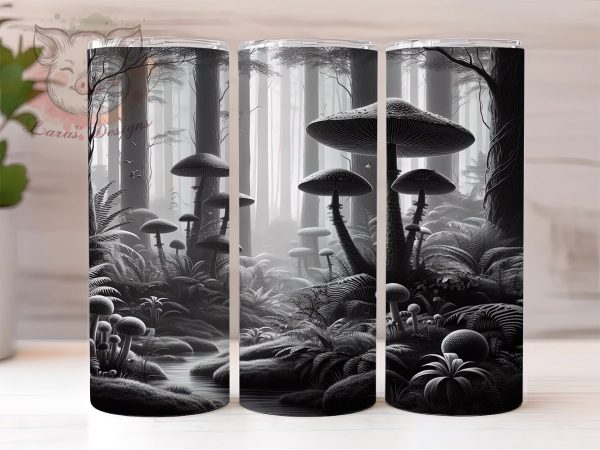 Mushrooms 20 oz Skinny Tumbler Sublimation Design, Straight & Tapered Tumbler Png, Wildflowers Cottagecore Tumbler Png, Digital Download PNG Supply