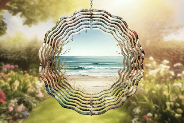 Watercolor Beach Wind Spinner Sublimation PNG For Discount