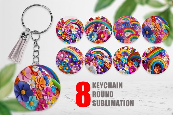 Keychain 3D Rainbow Flower Discount