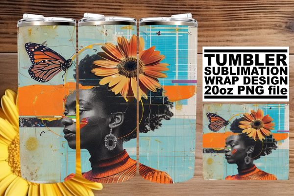 Black Woman Tumbler Abstract 20oz Artistic Wrap Design For Sale