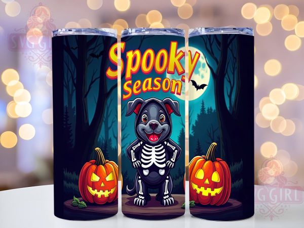 Spooky Season 20oz Tumbler Wrap Sublimation Design, Straight Tapered Tumbler Wrap, Halloween Dog Tumbler Png, Instant Digital Download Sale