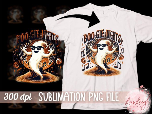Halloween Boo-Gie Nights Cute Ghost Sublimation PNG For Discount