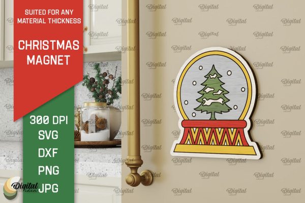 Christmas Magnet Laser Cut. Wood Christmas Magnet SVG For Cheap