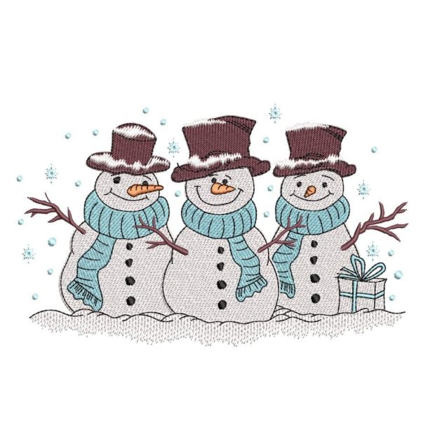 Snowman embroidery design, Christmas embroidery file, 3 sizes, Instant download Online