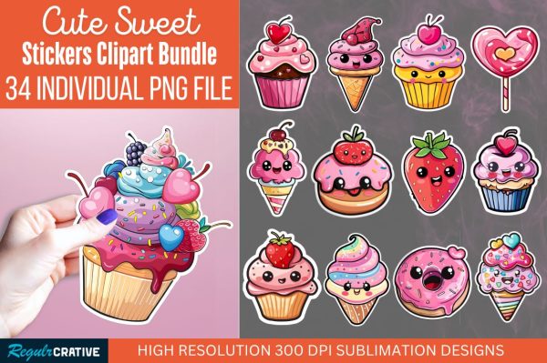 Cute Sweet Sticker Clipart Bundle Online