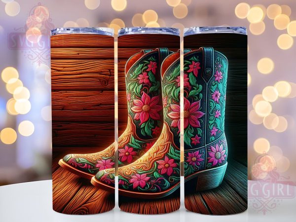 Cowgirl Boots 20oz Tumbler Wrap Sublimation Design, Straight Tapered Tumbler Wrap, Country Lover Tumbler Png, Instant Digital Download Hot on Sale