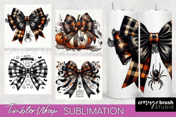 Halloween Coquette Bow Tumbler Wrap Sublimation PNG Hot on Sale