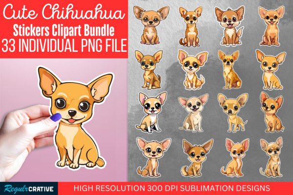 Cute Chihuahua  Sticker Clipart Bundle Online now