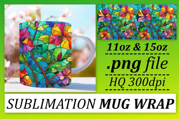 Colorful Stained Glass Tree 11oz 15oz Sublimation Wrap Art Online Hot Sale