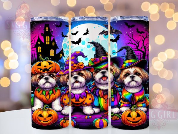 Halloween Dogs 20oz Tumbler Wrap Sublimation Design, Straight Tapered Tumbler Wrap, Puppy Witch Jack-o-lantern Tumbler Png, Instant Digital Download Hot on Sale