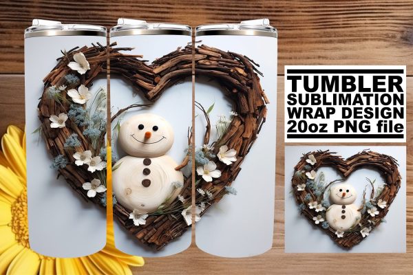 3D Heart Frame Tumbler Wrap Christmas Winter Sublimation For Sale