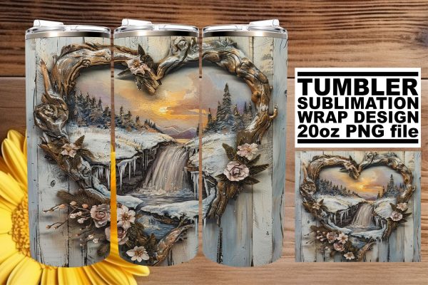 Sublimation 3D Heart Frame Christmas Tumbler Wrap 20oz Online Sale