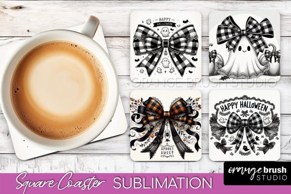 Halloween Coquette Bow Square Coaster Sublimation Online Sale