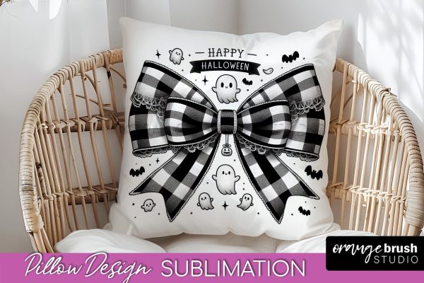 Halloween Coquette Bow Pillow Sublimation - Halloween Pillow For Discount