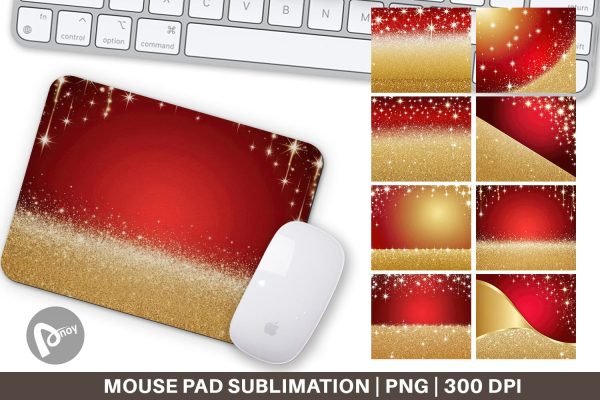 Mouse Pad Red and Gold Glitter Online Sale