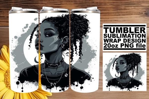 African American Woman Watercolor Halloween Tumbler 20oz Online Sale