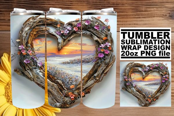 3D Heart Frame Winter Holiday Tumbler Wrap Sublimation Online Hot Sale