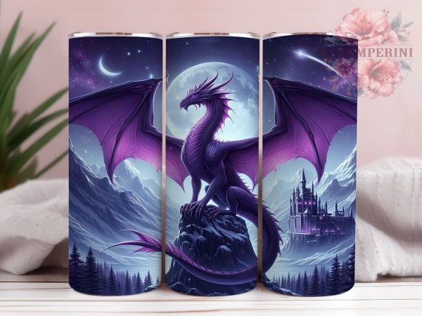 Magical Dragon 20 oz Skinny Tumbler Sublimation Design, Straight & Tapered Tumbler Png, Dragon Tumbler Png, Digital Download PNG Supply